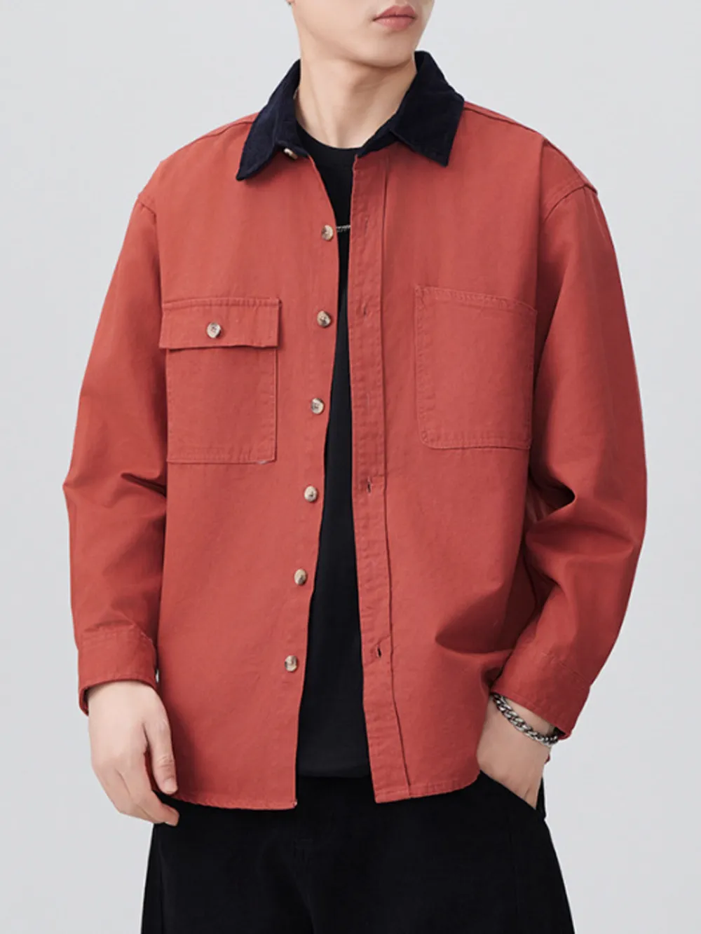 Men's Plus Size Button Up Long Sleeve Shirt