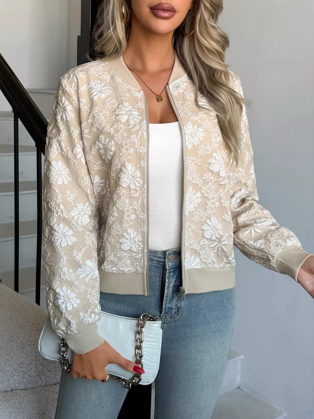 Floral Lightweight Zip Up Jacket, image 2