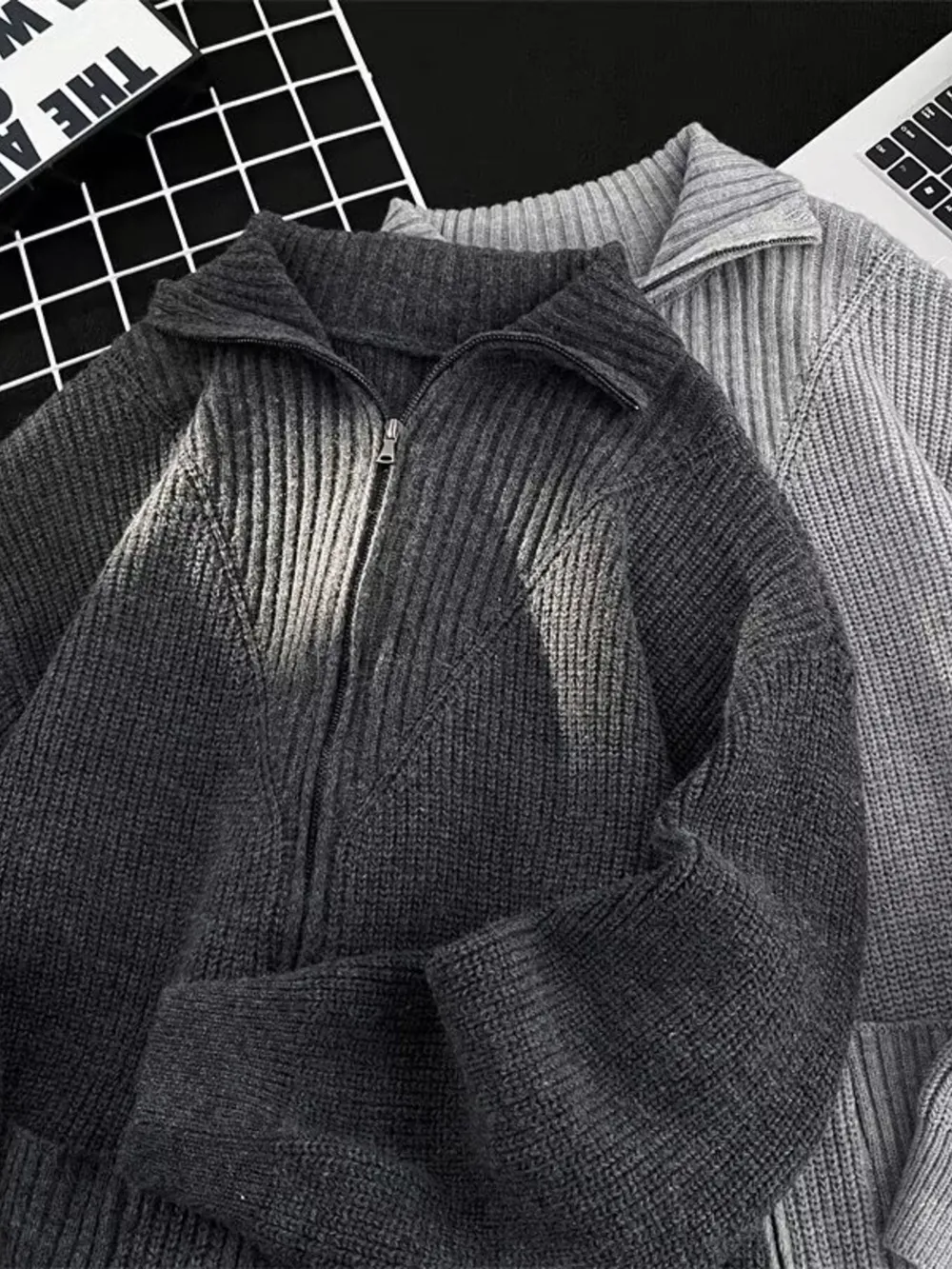 Men's Zip-Up Knit Cardigan, image 2