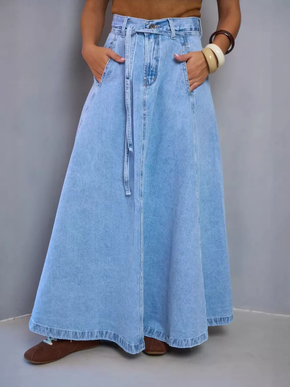 High-Waisted Denim Skirt, image 4