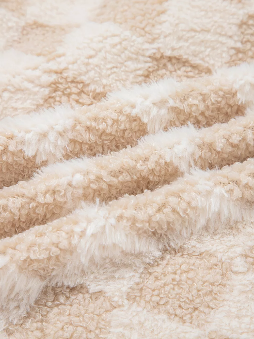 Checker Sherpa Corduroy Patchwork Zip Up Jacket, image 8
