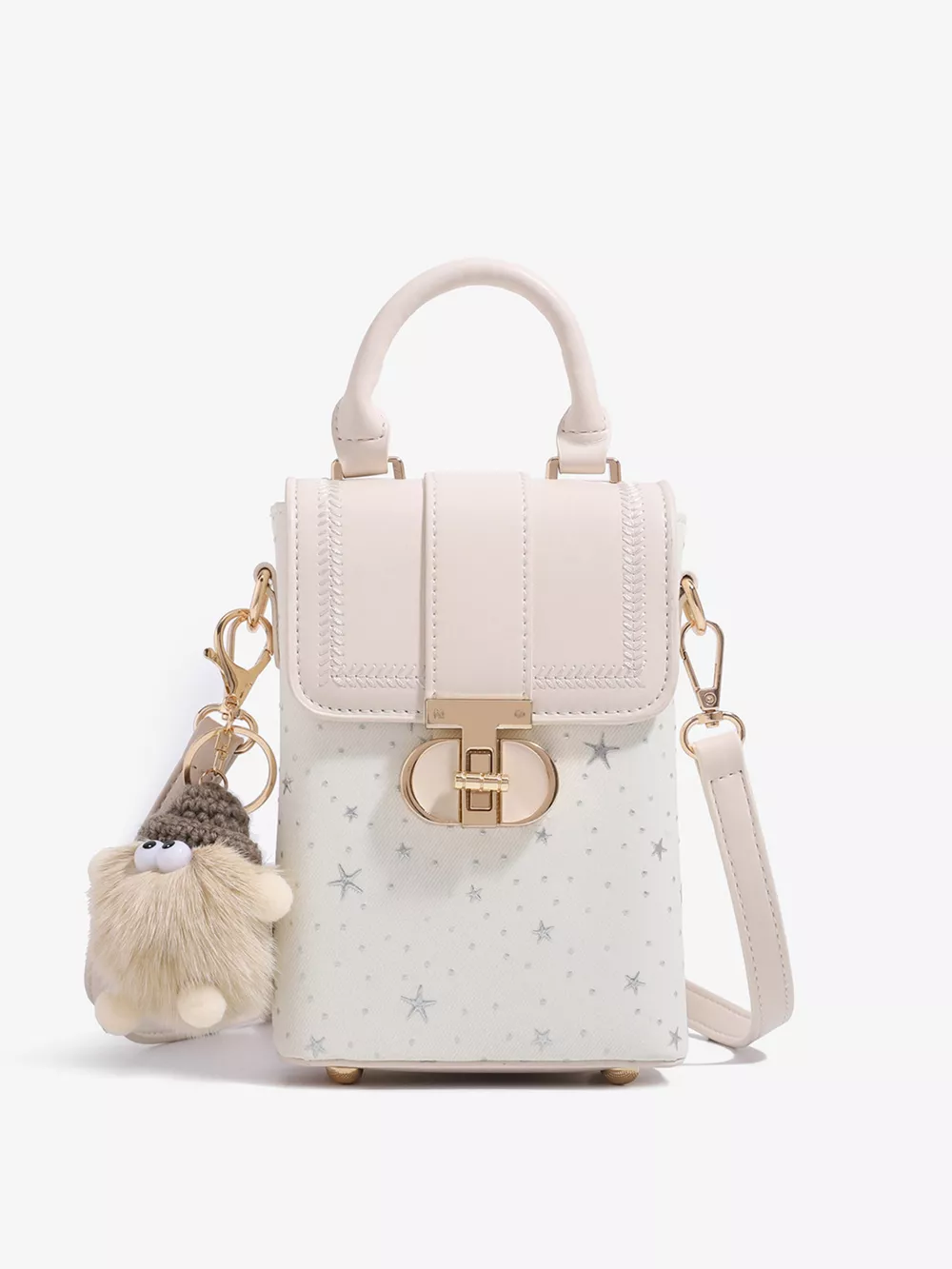 Star-Patterned Mini Crossbody Bag with Plush Charm, image 7