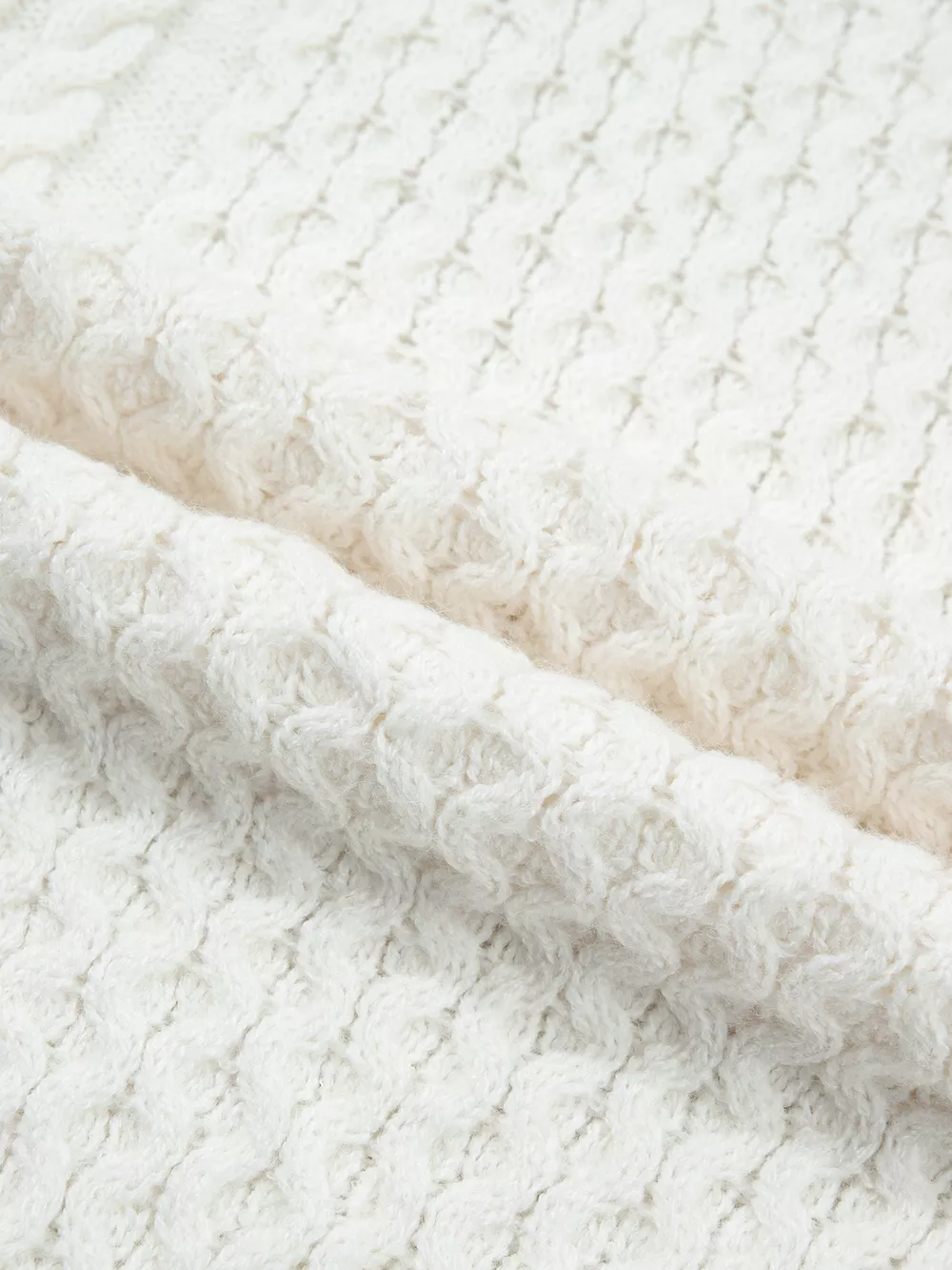 Solid Color Cable Detail Knit Loose Round Neck Sweater, image 12