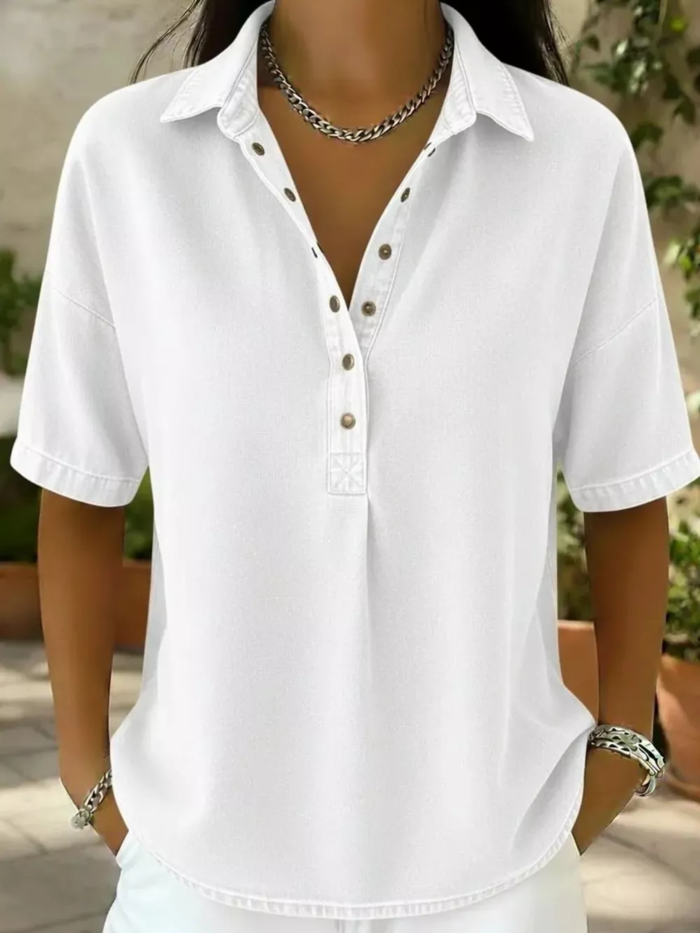 Snap Down Short Sleeve Blouse, image 4