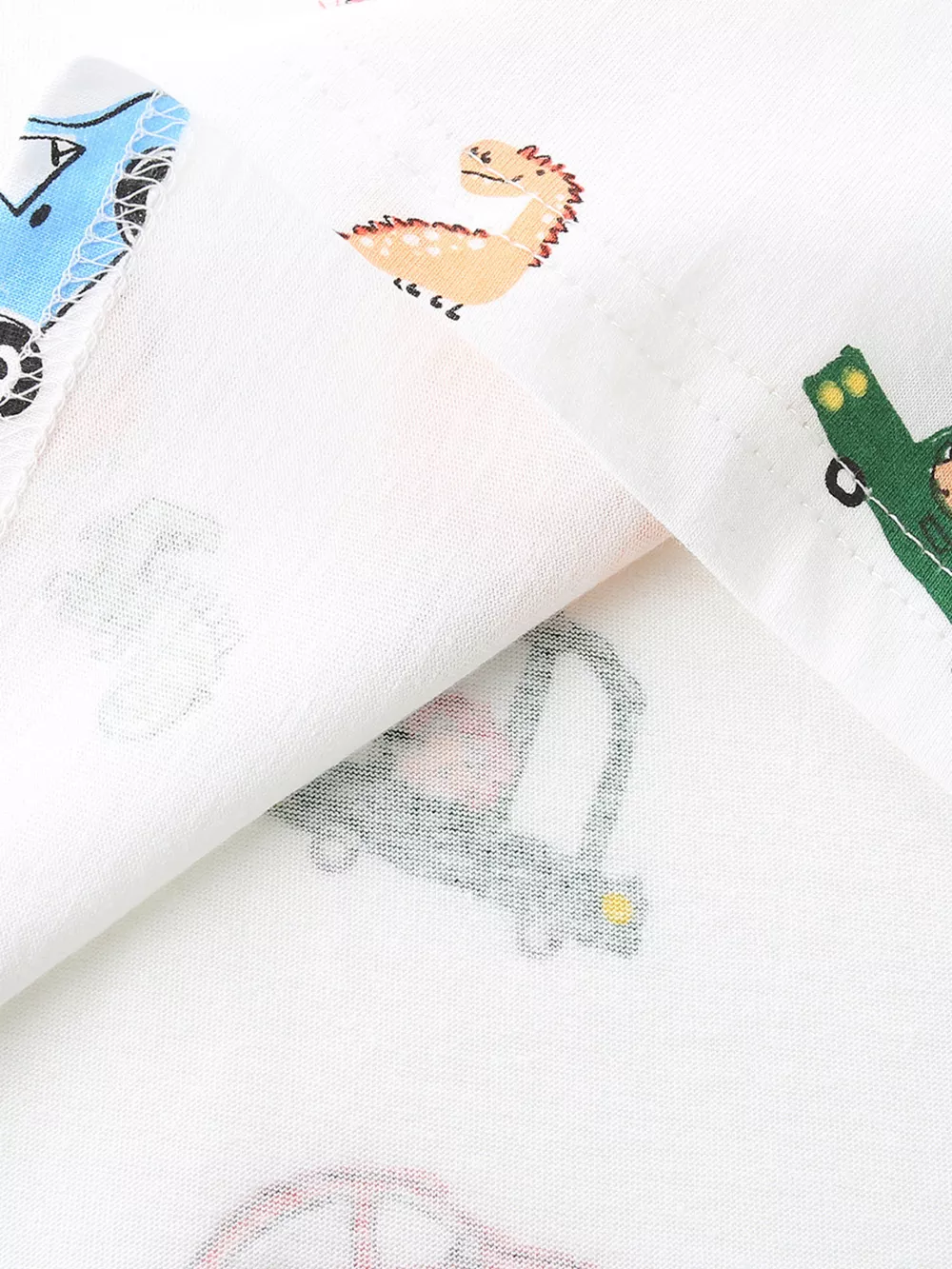 Children's Cartoon Car & Dinosaur Print Crew Neck Short Sleeve T-Shirt, image 5