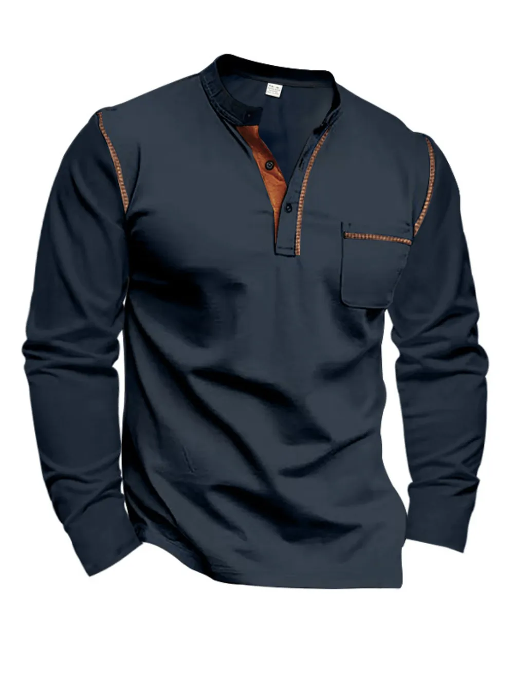 Men's Full Size Long Sleeve Polo with Contrast Trim Plus Size, image 7