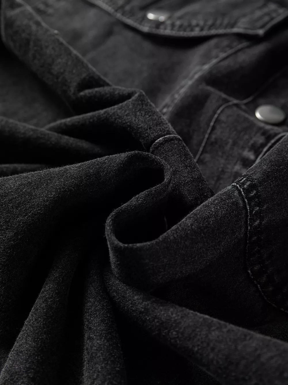 Chest Pocket Raw Hem Denim Loose Shirt Dress, image 7