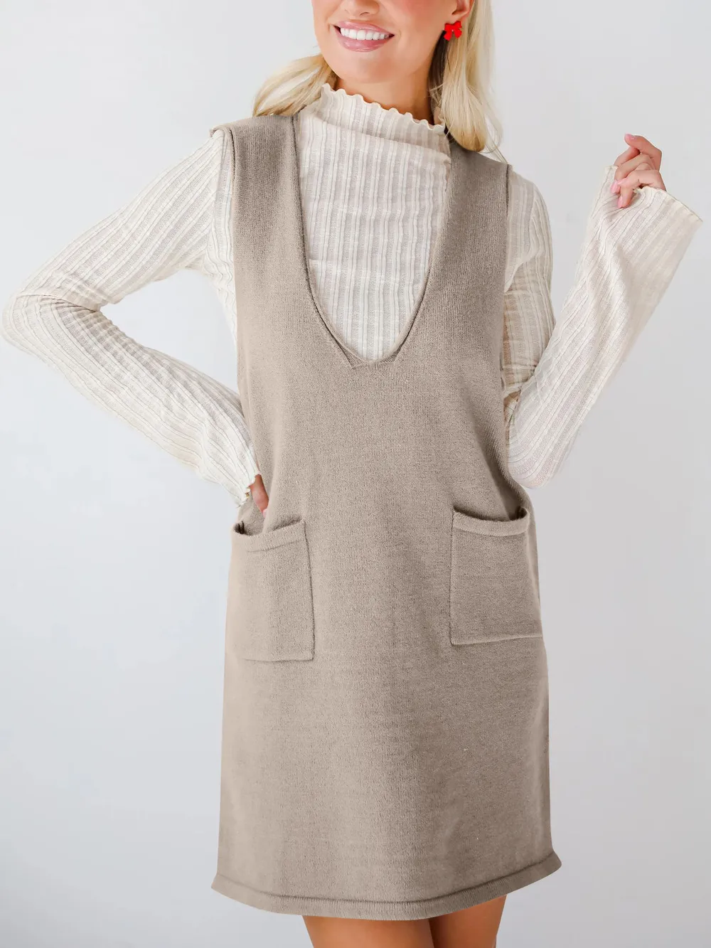 Sleeveless Knit Dress with Pockets