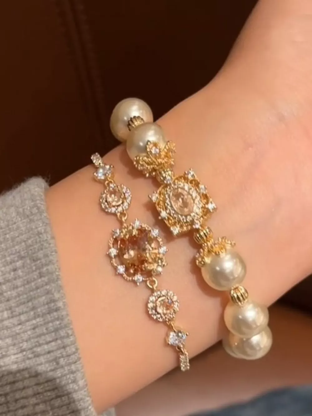 18K Gold-Plated Pearl Bracelet, image 2
