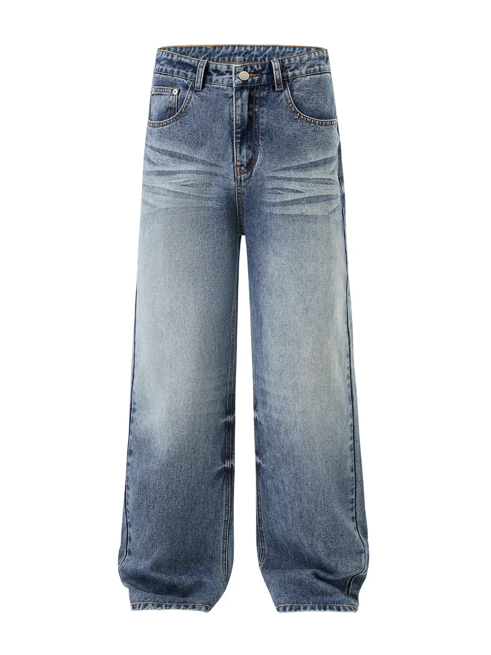 Men's Full Size Vintage Washed Wide Leg Relaxed Fit Jeans Plus Size, image 6