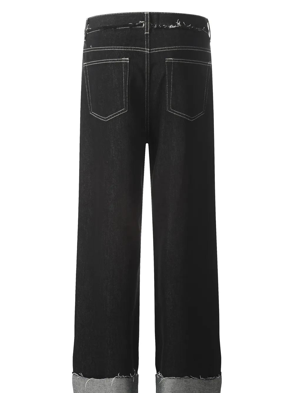 Men's Washed Frayed Hem Cuff Jeans, image 3