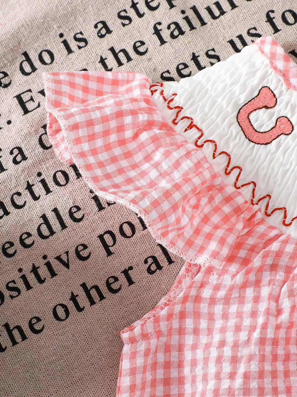 Children's Smocked Plaid Ruffle Sleeve Dress, image 3