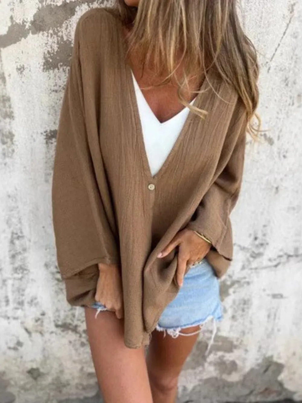 Full Size Oversized Button-Up Cardigan Plus Size, image 7