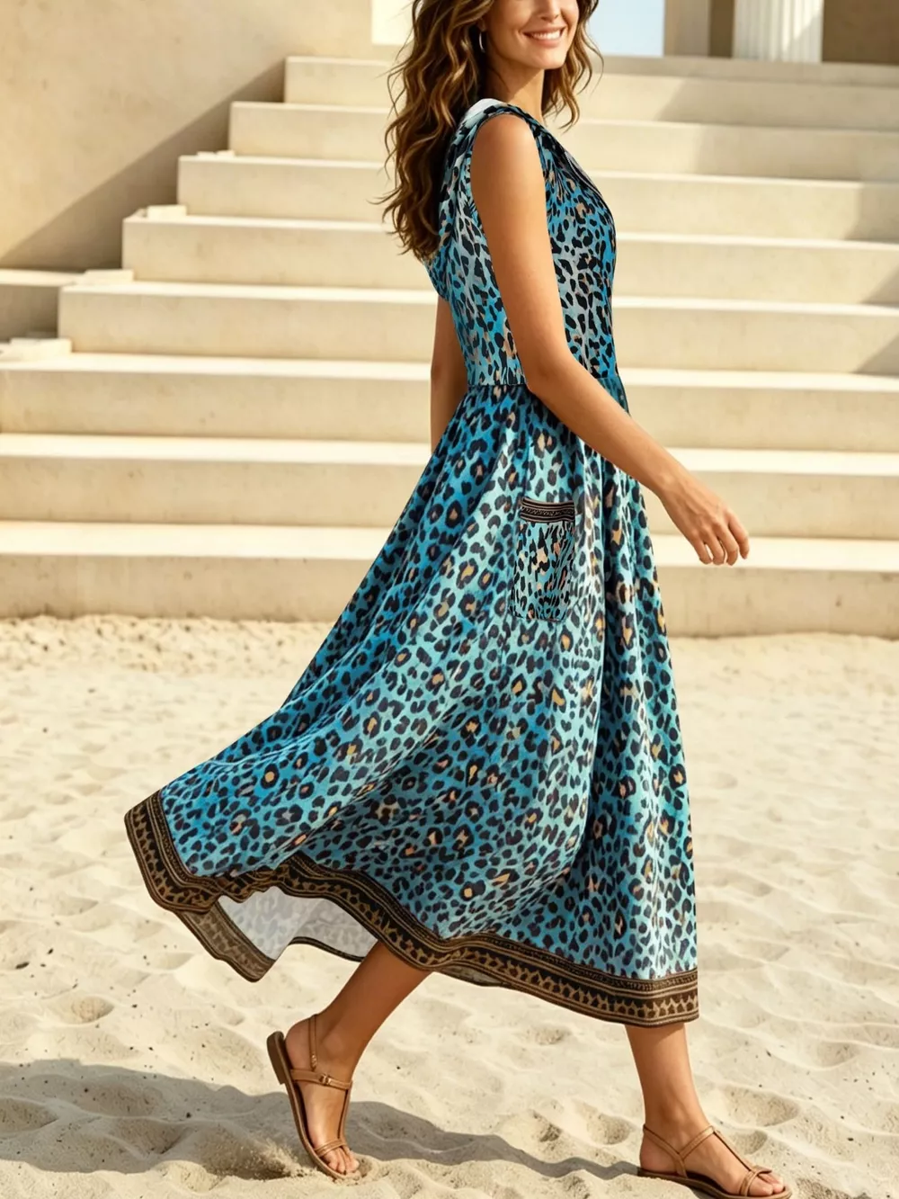 Leopard Zip Front Hooded Dress, image 9
