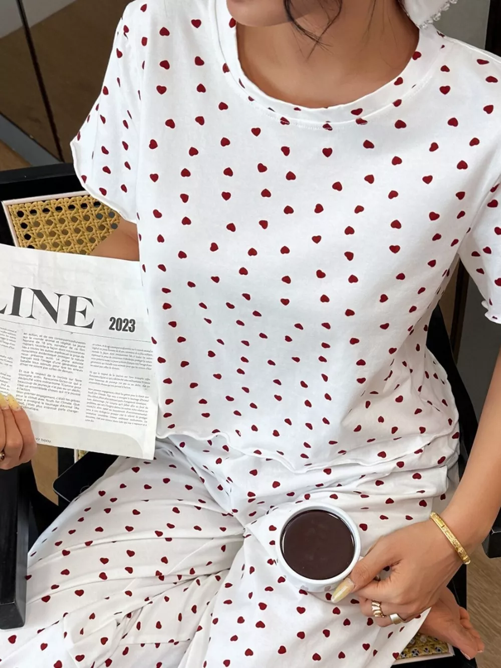 Polka Dot Short Sleeve Top and Shorts Set, image 3