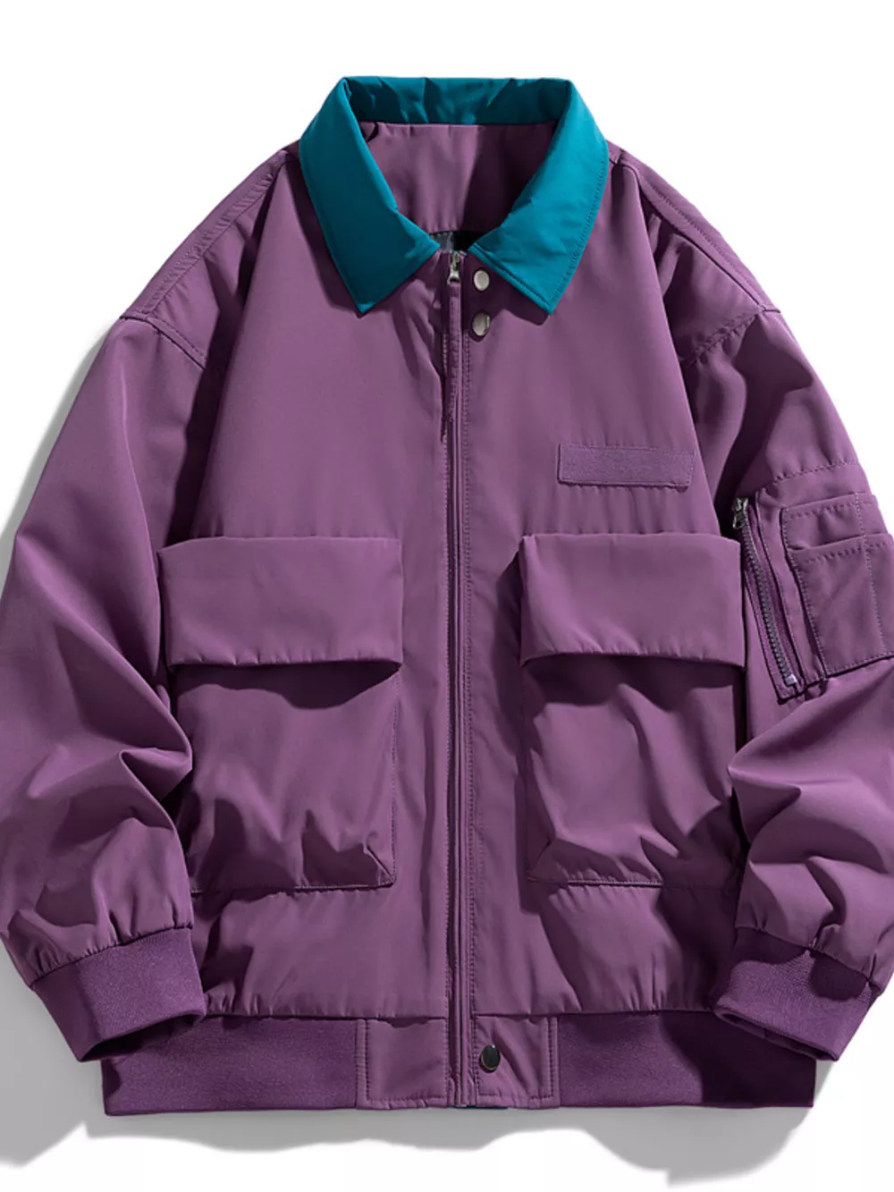 Men's Plus Size Zip Up Casual Bomber Jacket, image 5