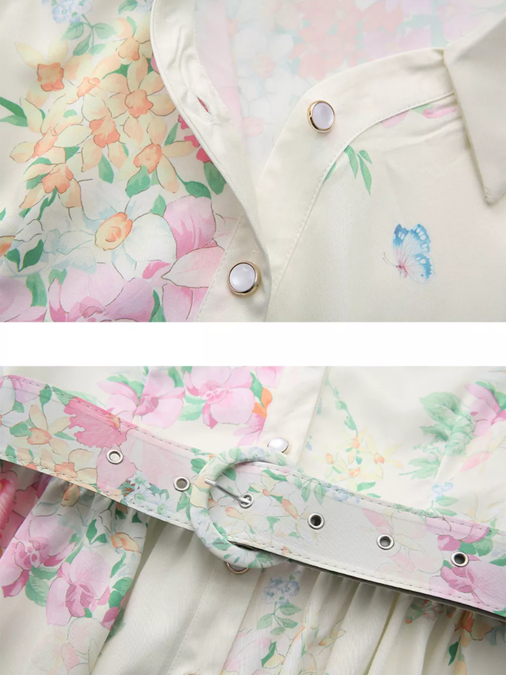 Floral Print Ruffle Sleeve Midi Dress, image 7