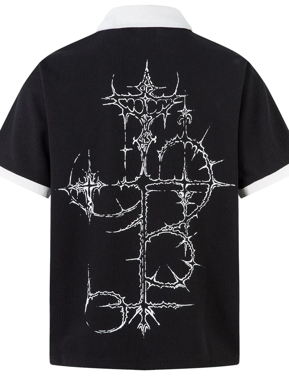 Men's Gothic Cross Graphic Contrast Collar Polo, image 2