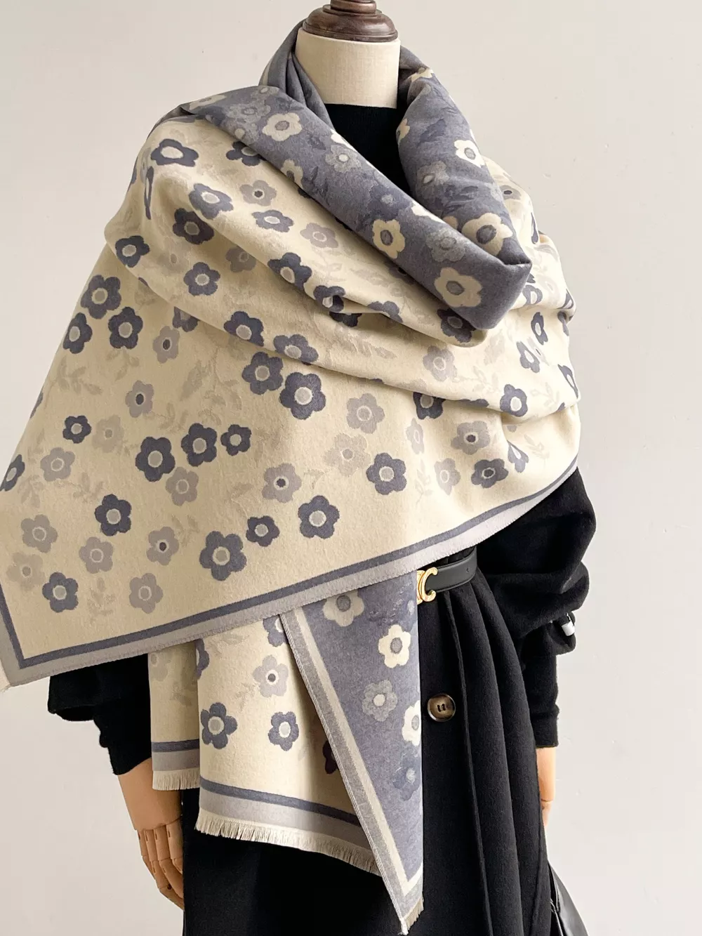 Floral Print Warm Winter Scarf