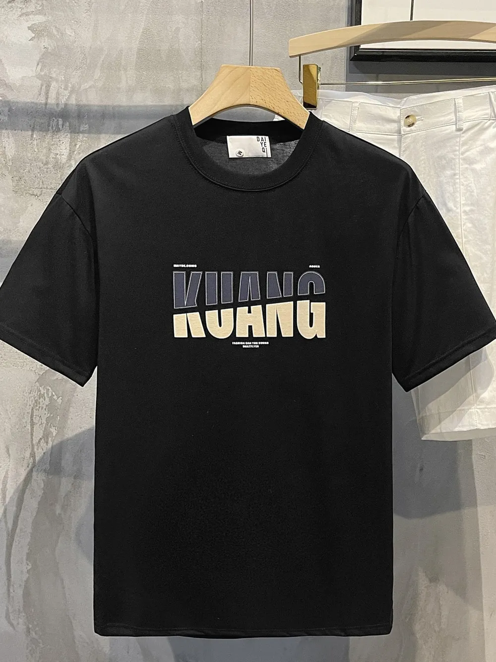 Men's Full Size Letter Round Neck Short Sleeve T-Shirt Plus Size