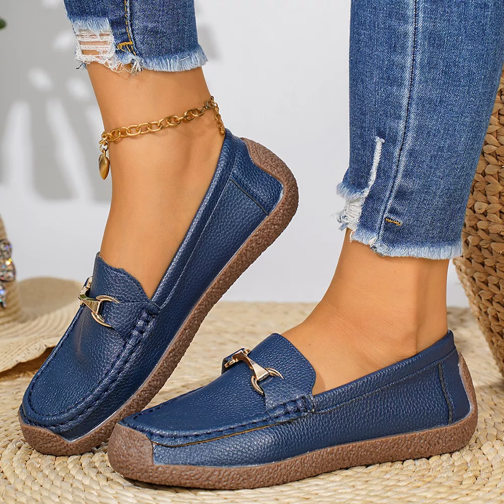 Classic Metal Bit Embellished Slip-On Loafers with Textured Non-Slip Sole, image 10