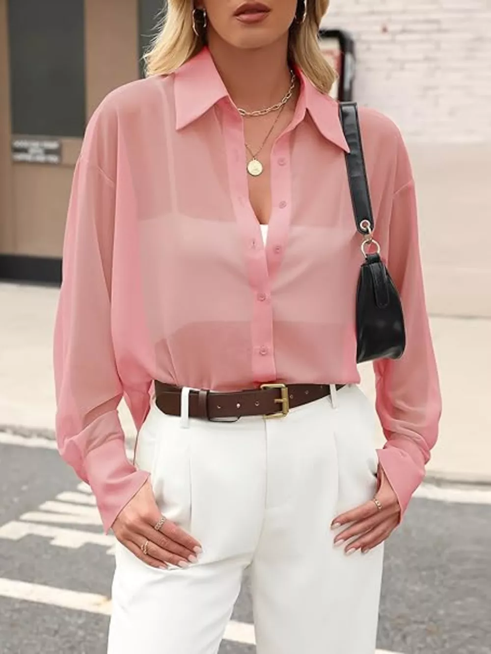 Elegant Sheer Long Sleeve Shirt, image 5