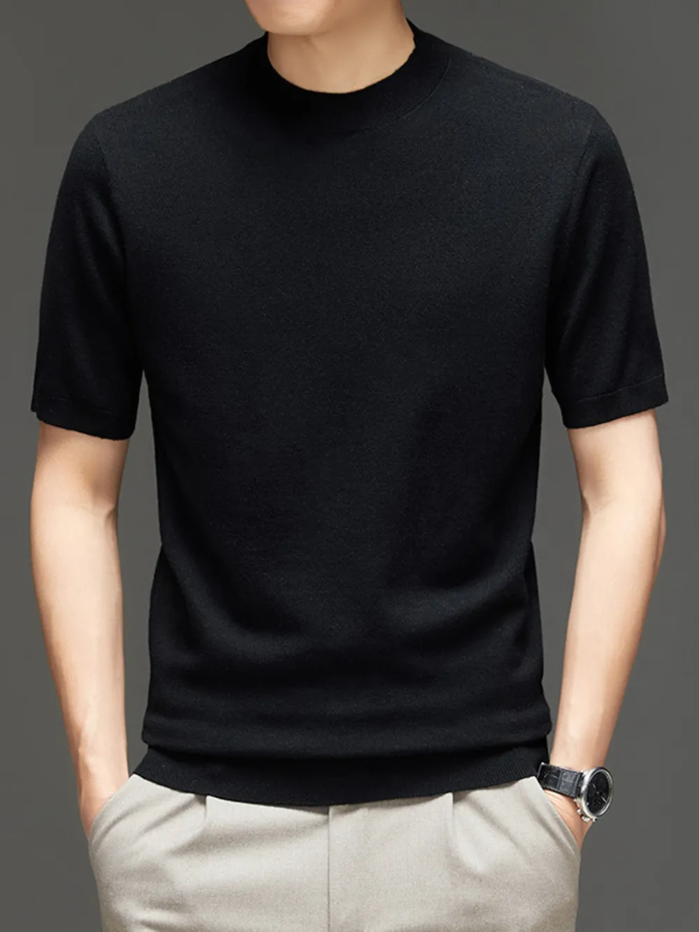 Men's Plus Size Round Neck Short Sleeve Top, image 3