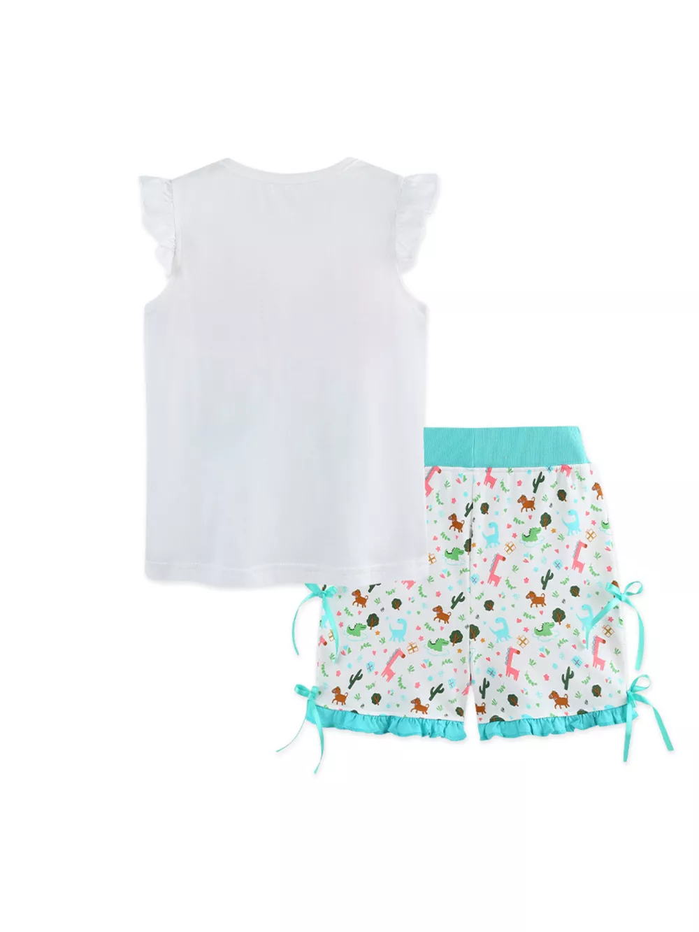 Children's Butterfly Ruffle Sleeve Top and Animal Print Shorts Set, image 6