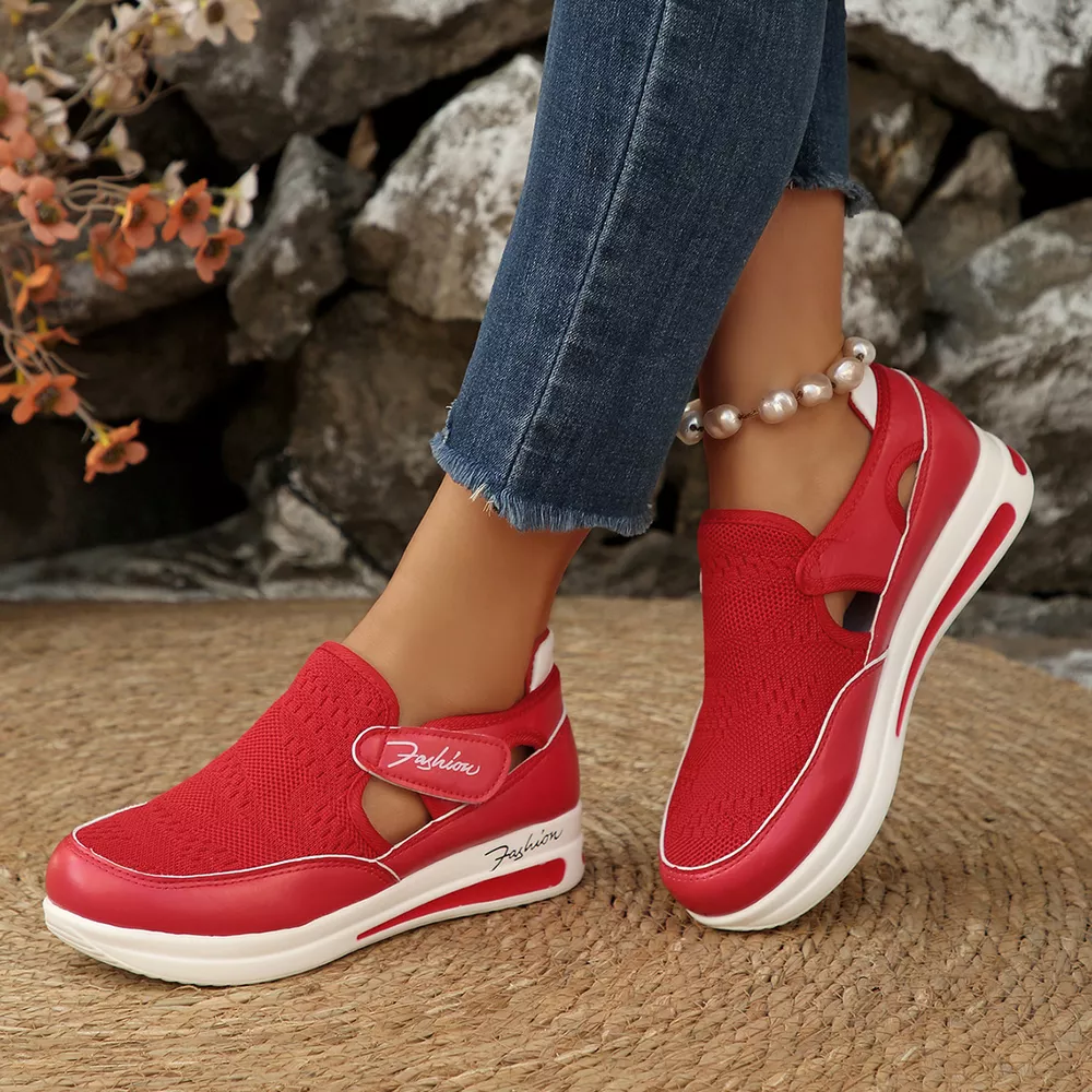 Breathable Mesh Wedge Sneakers, image 3