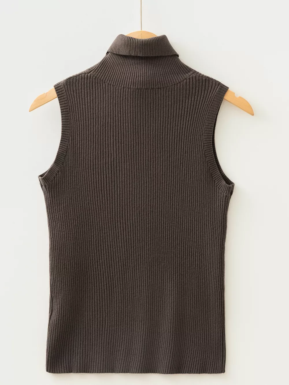 Ribbed Knit High Neck Sleeveless Waist Slim Fit Sweater Vest, image 7