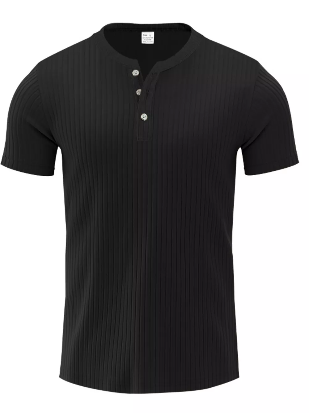 Men's Full Size Ribbed Button-Down Casual T-Shirt Plus Size, image 3