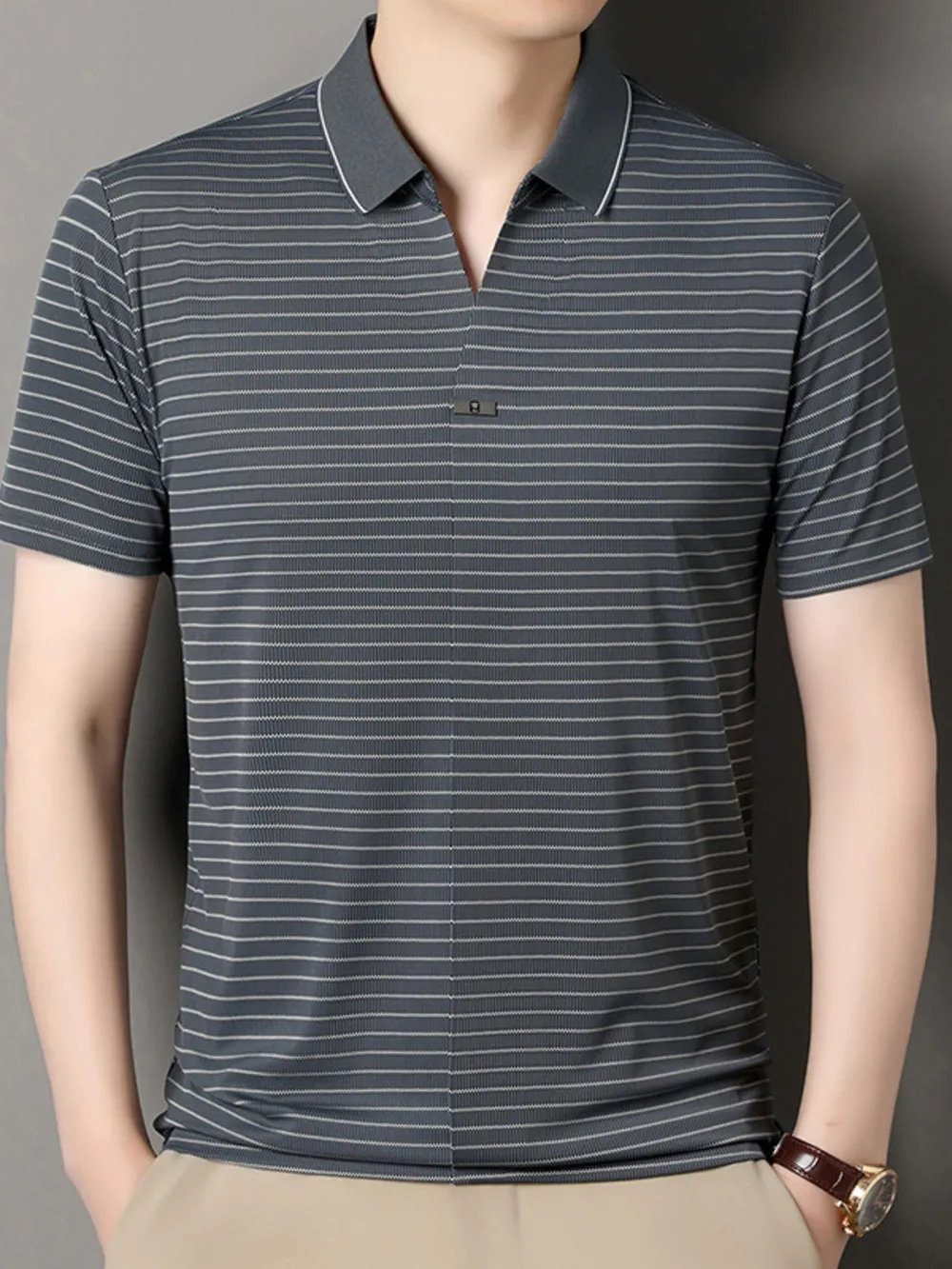 Men's Striped Short Sleeve Polo, image 4