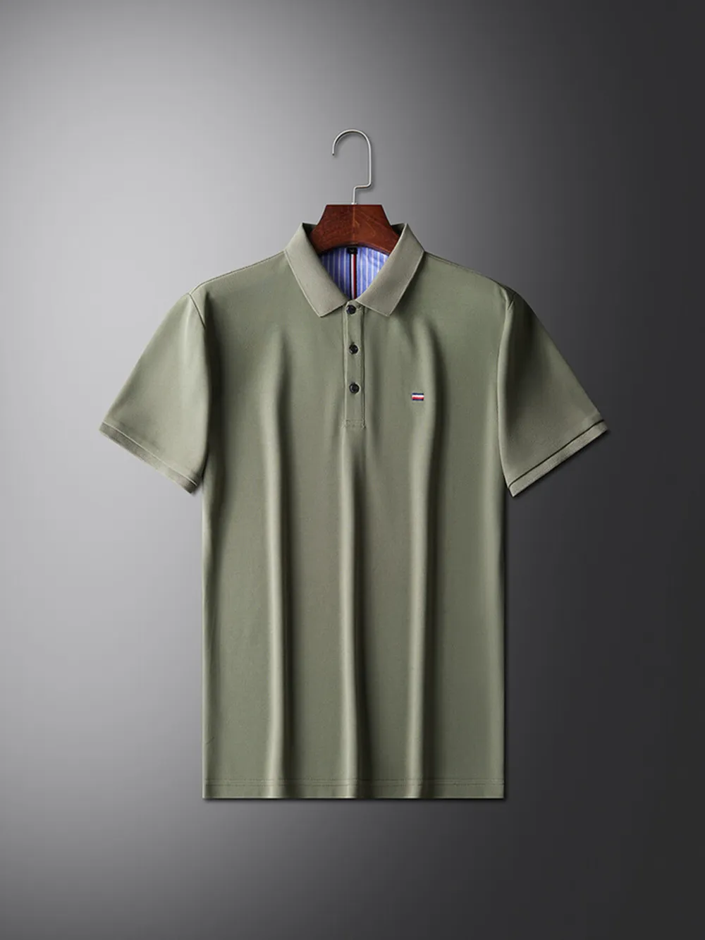 Men's Plus Size Contrast Collar Trim Short Sleeve Polo, image 2