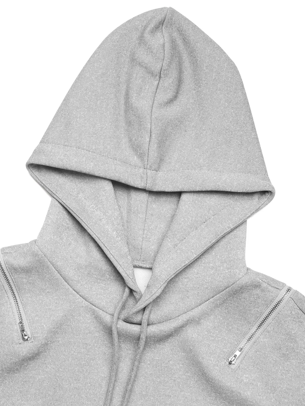Drawstring Zip Detail Cold Shoulder Hoodie, image 2