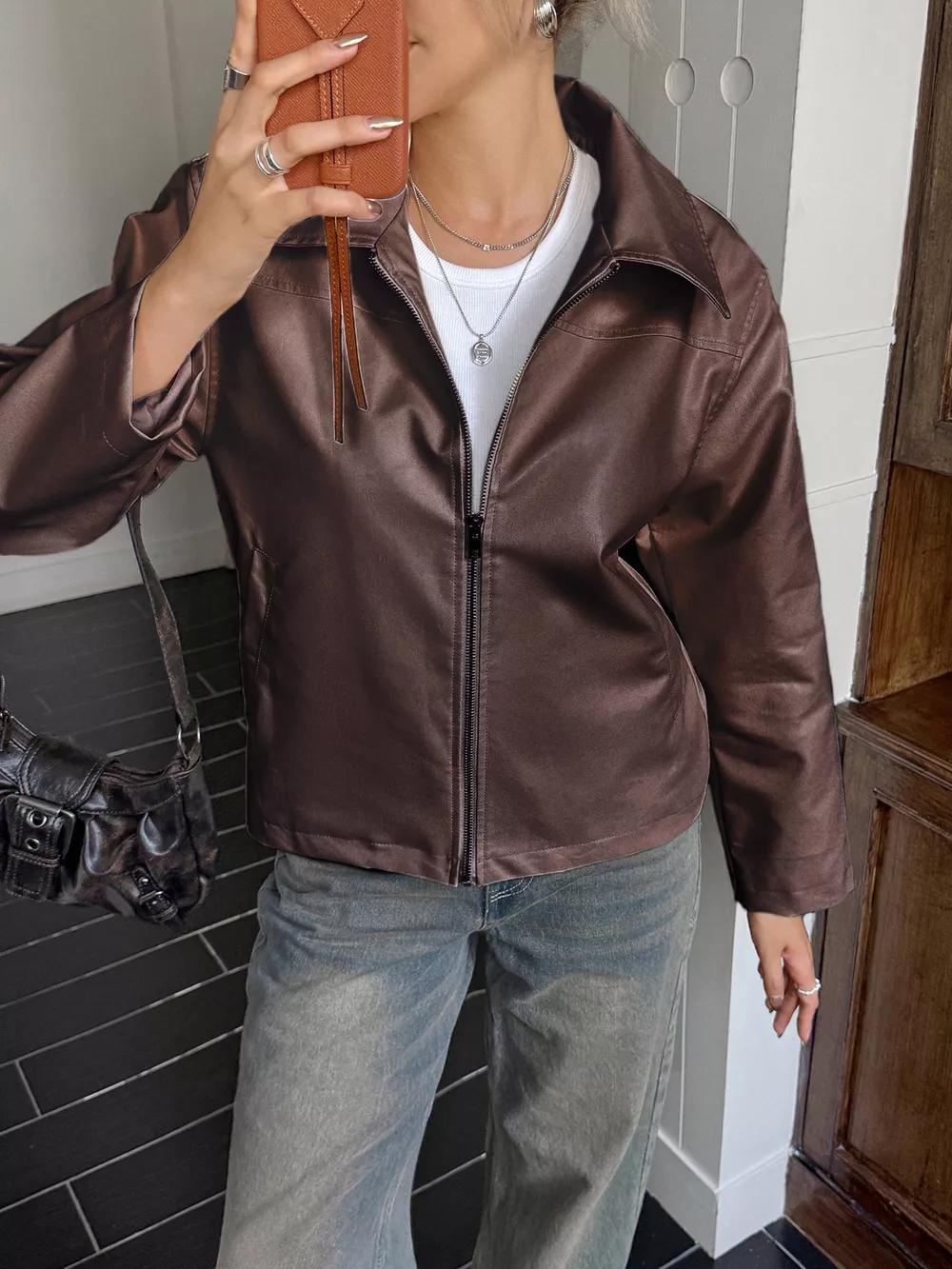 Zip Up Leather Jacket, image 6