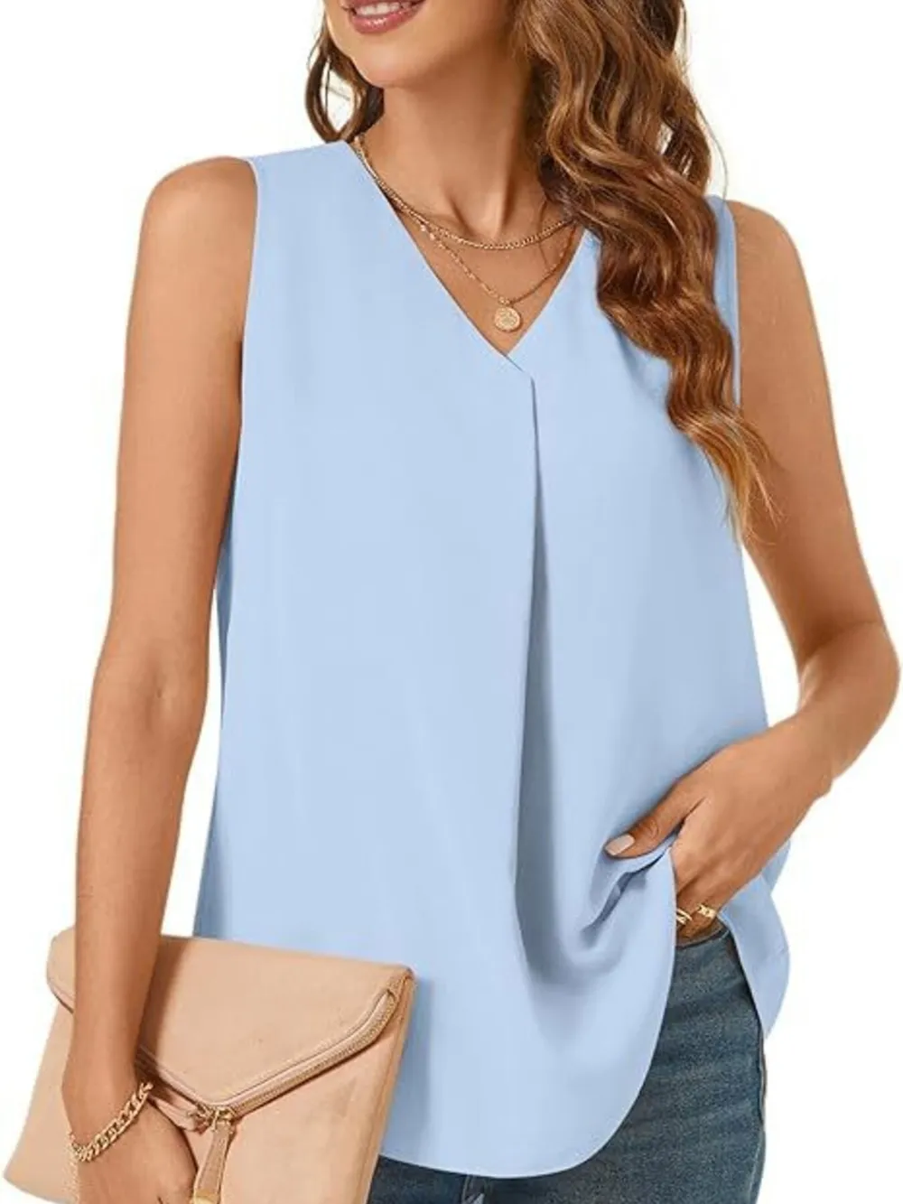Full Size V-Neck Sleeveless Tank Top Plus Size, image 4