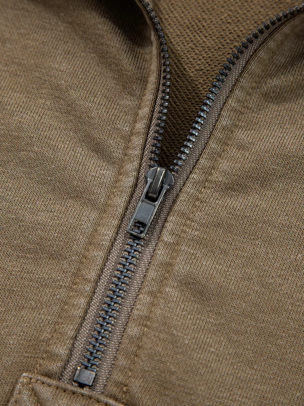 Half Zip Kangaroo Pocket Mineral Wash Baggy Hoodie, image 4