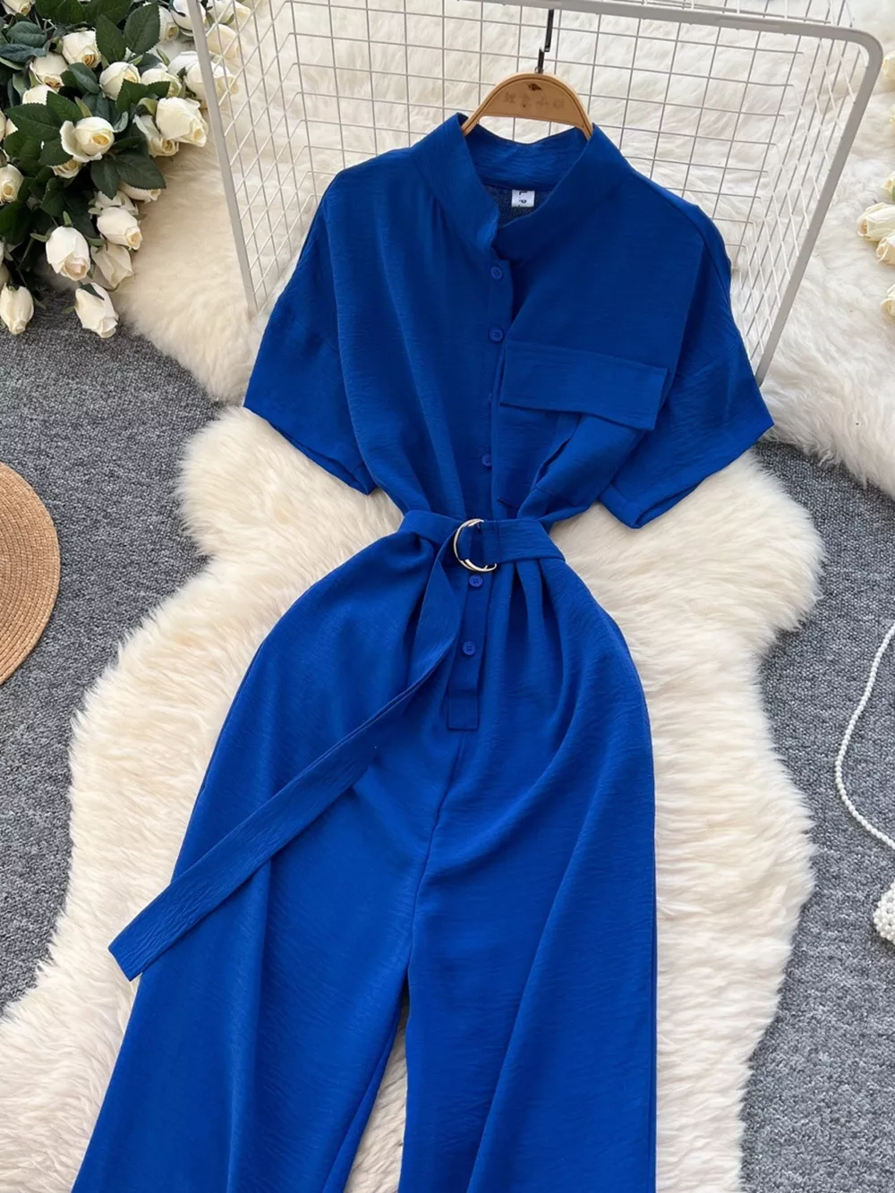 Button Front Wide Leg Jumpsuit, image 12