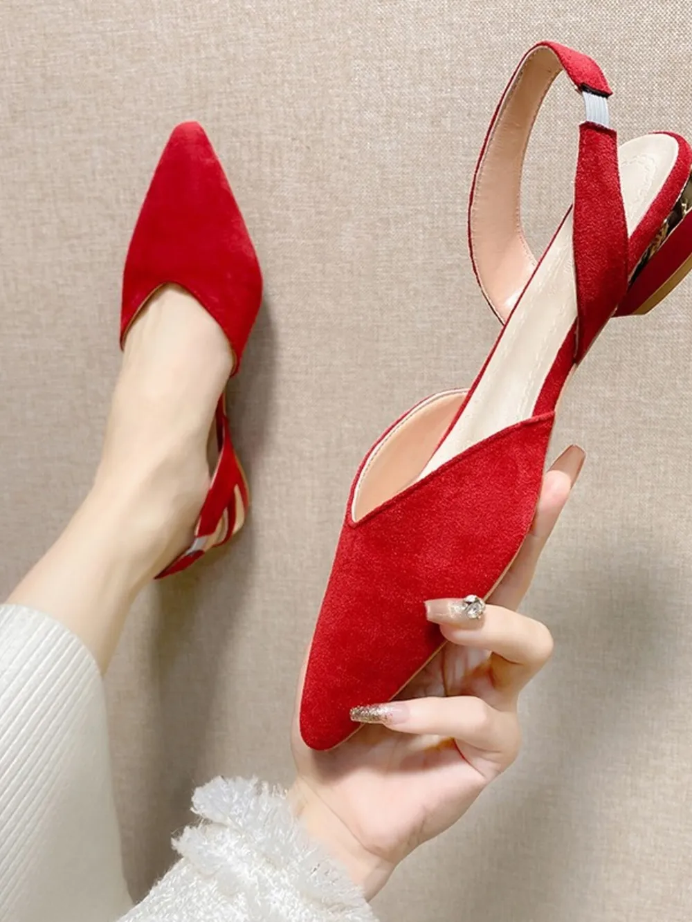 Pointed Toe Slingback Sandals, image 4