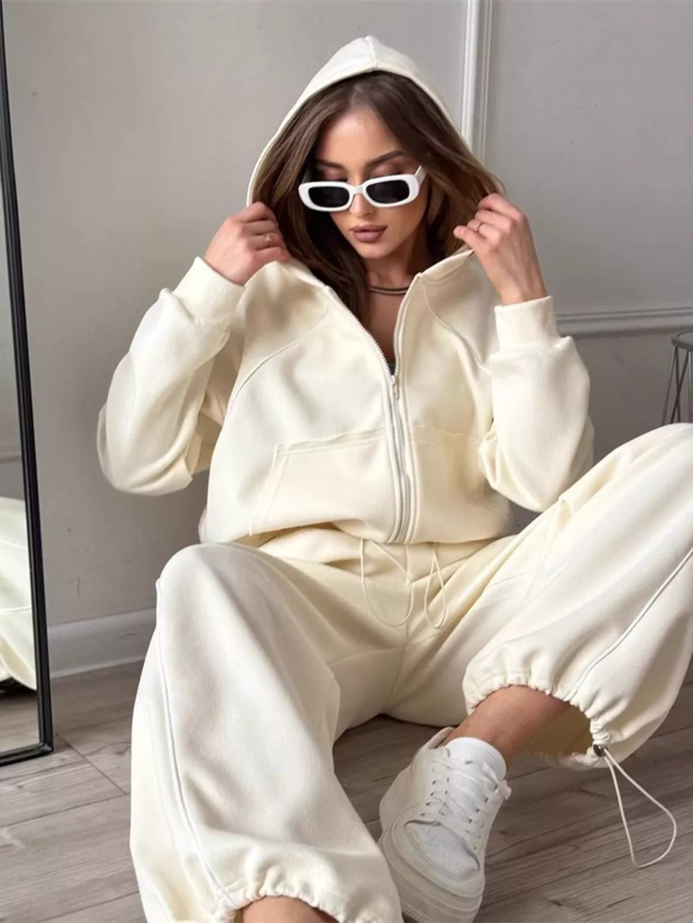 Fleece Zip-Up Hoodie and Joggers Set, image 8