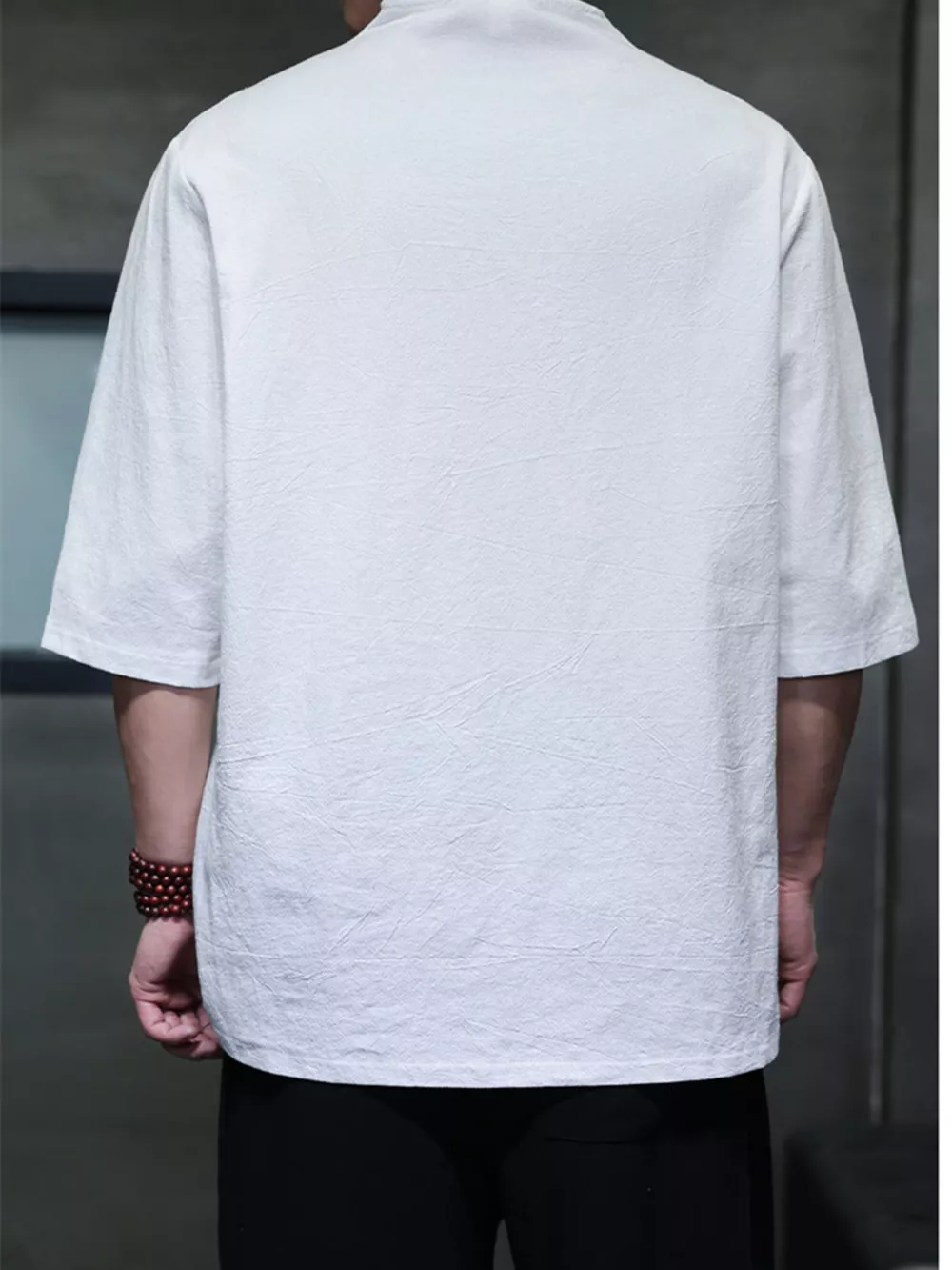 Men's Plus Size Solid Color 3/4 Sleeve Shirt, image 2