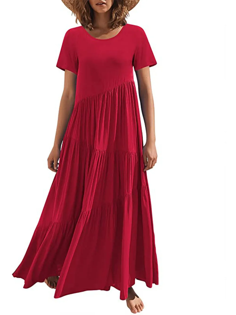 Round Neck Tiered Ruffle Maxi Dress, image 10