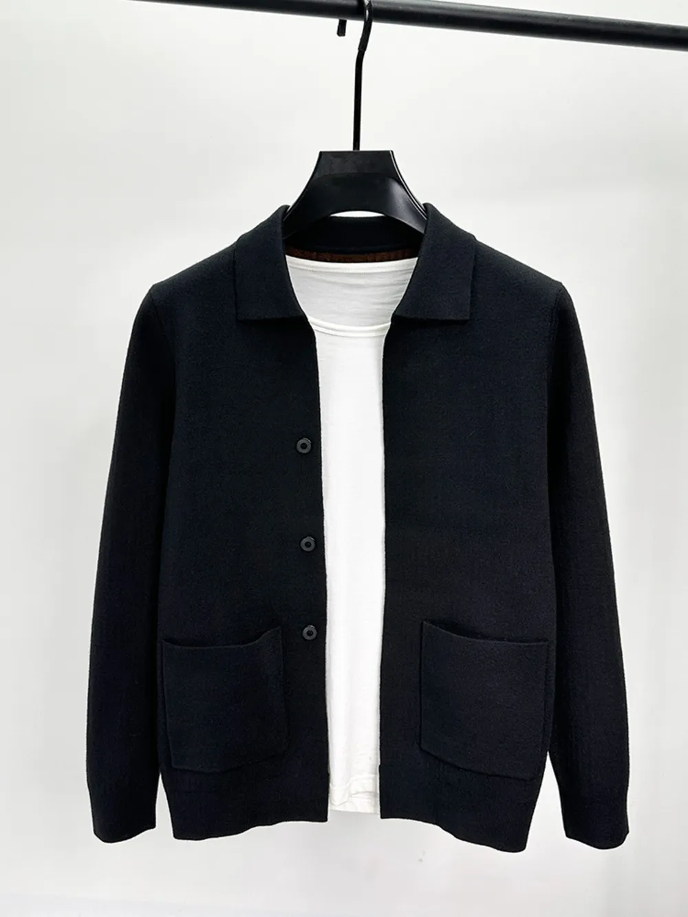 Men's Plus Size Button-Up Cardigan with Pockets, image 2