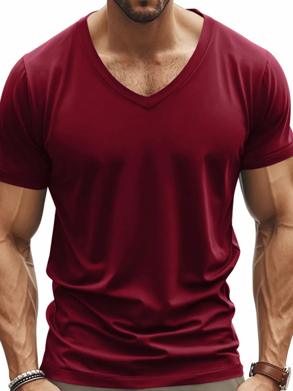 Men's Full Size V-Neck Short Sleeve T-Shirt Plus Size, image 11