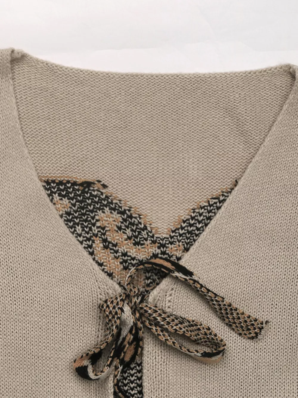 Leopard Heart Back Tie-Front Knit Cardigan, image 6