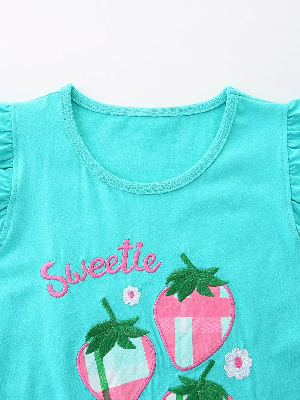 Children's Strawberry Embroidered Top and Shorts Set, image 2