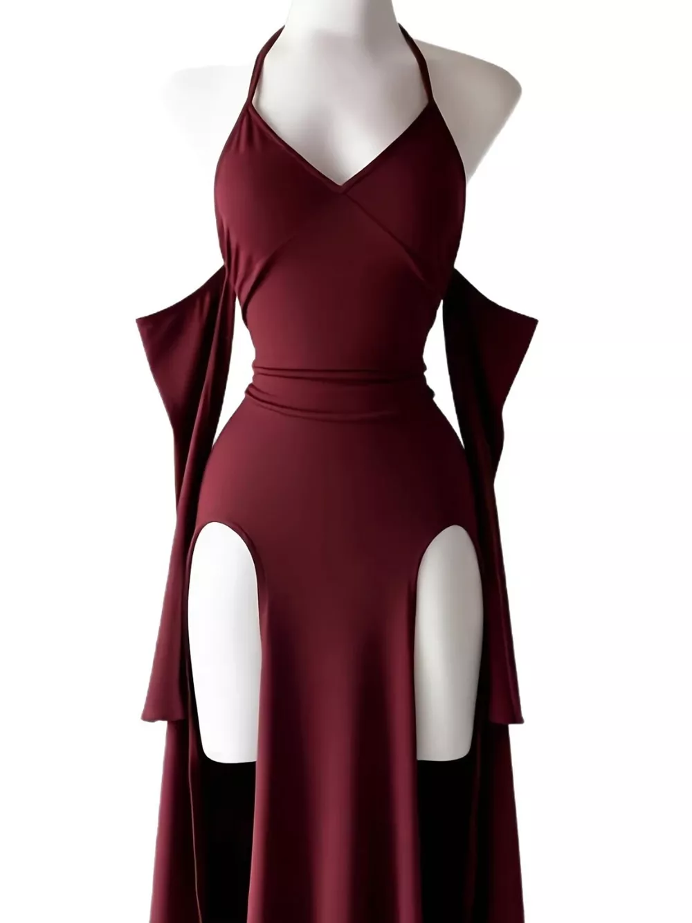 Halter Neck High-Slit Bodycon Dress, image 3
