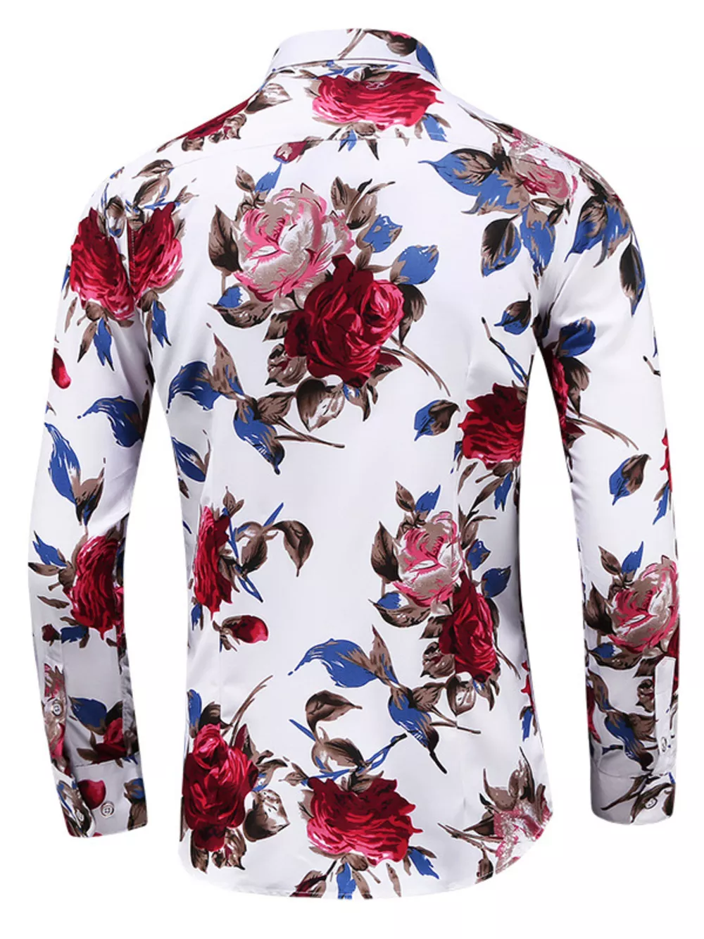 Men's Plus Size Long Sleeve Floral Print Button-Down Shirt, image 3