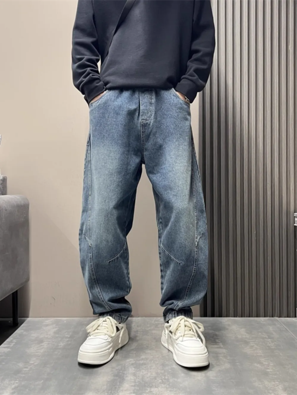 Men's Full Size Wash Loose Fit Jeans Plus Size, image 2