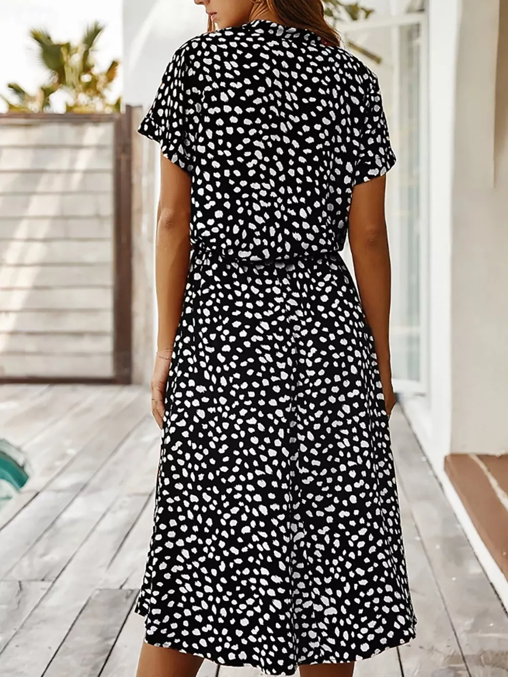 Polka Dot Button Front Midi Dress, image 8
